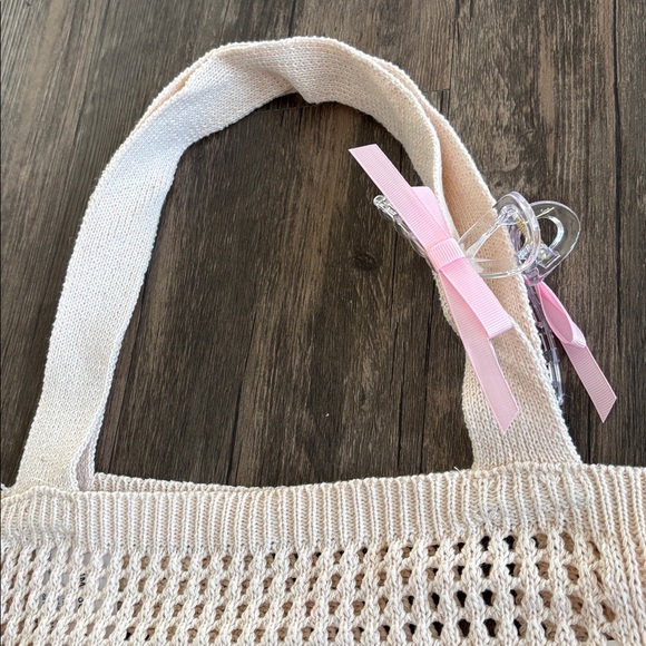 💕🎀 Knit Bow Tote Bag w/ Bow Hair Claw🎀🩷 - Picture 8 of 14